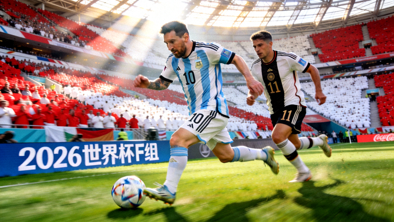 2026世界杯F组经典对决：阿根廷与德国比赛中，梅西带球突破的瞬间