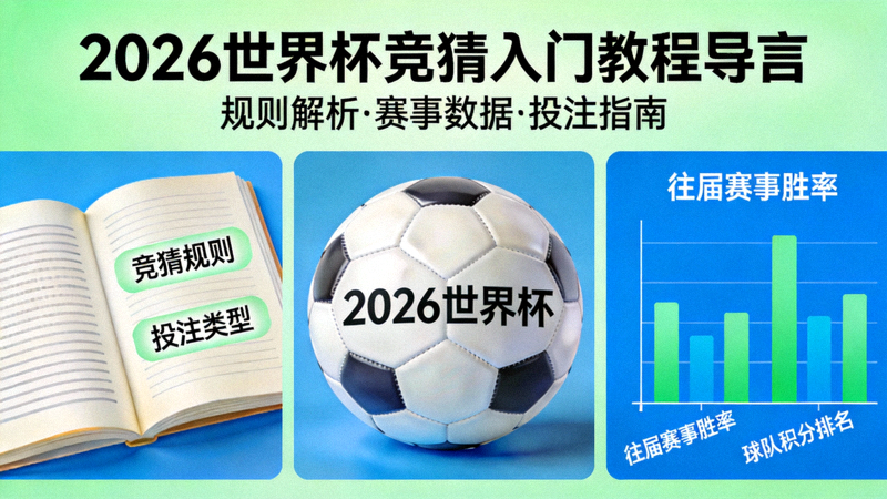 2026世界杯竞猜入门教程导言示意图 - 展示规则书籍、足球与数据图表