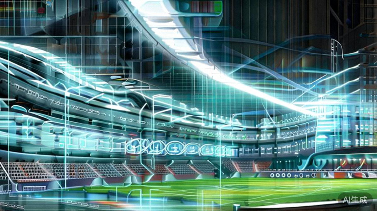 2026年世界杯高科技球场内部观赛与数据展示屏示意图