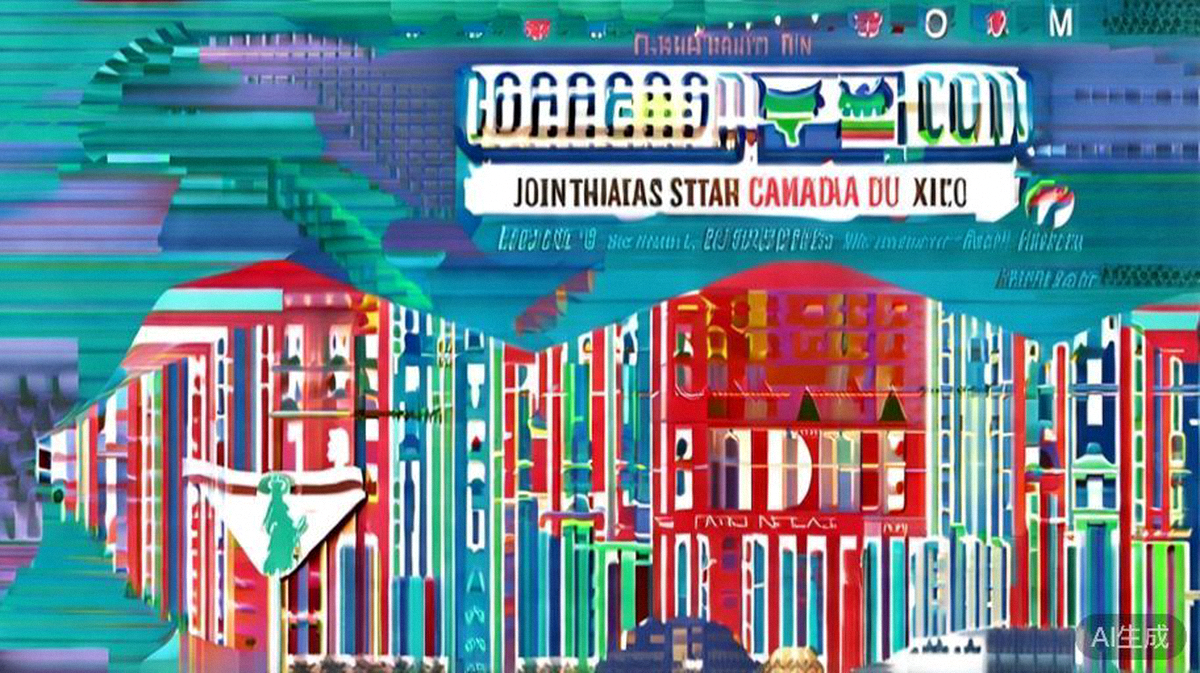 2026年世界杯由美国、加拿大、墨西哥三国联合举办地图示意图