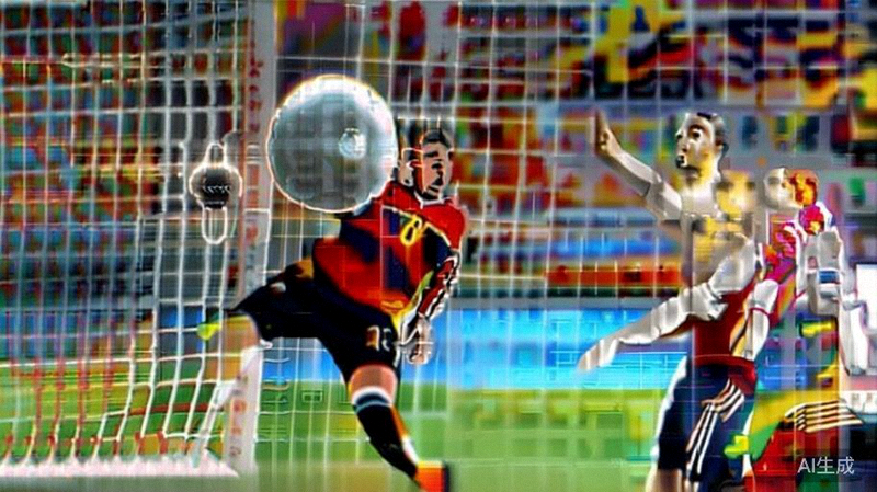 德国队与西班牙队激烈拼抢，双方球员在比赛中对抗