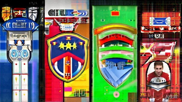法国、巴西、英格兰、西班牙四支夺冠热门球队的队徽与核心球员照片组合图