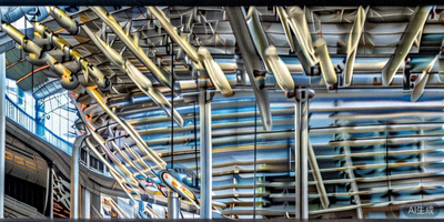 亚特兰大梅赛德斯-奔驰体育场内部顶棚特写 - 可开合屋顶设计